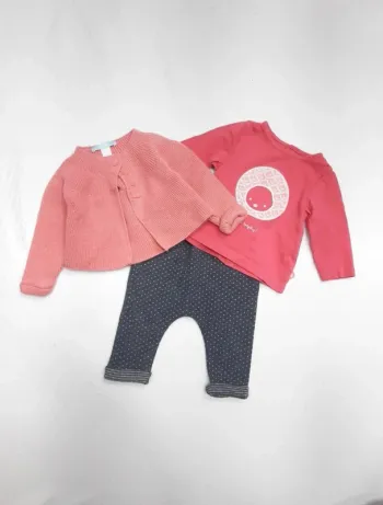 Tenue haut manches longues, gilet en maille et jogging 3 mois