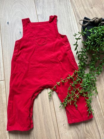 Salopette velours rouge petit bateau