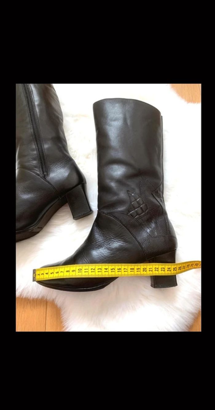 Très belle botte en cuir Noir | Vintage | Pièce unique - photo numéro 14