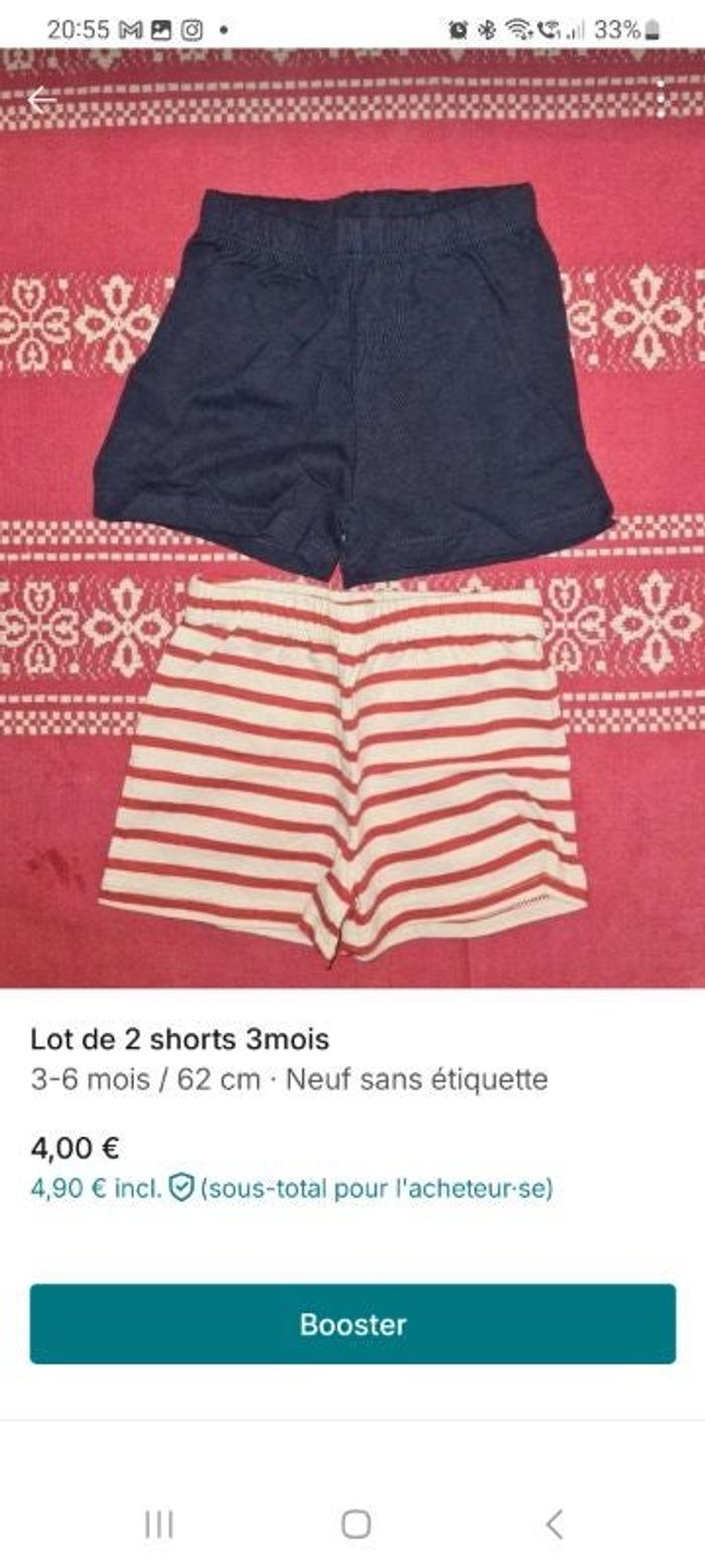 Lot de 2 shorts 3mois