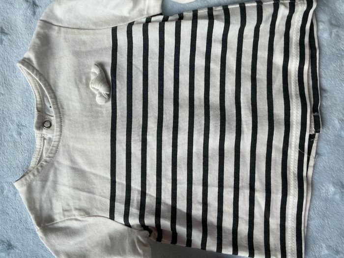 teeshirt manches longues blanc rayé marine noeud poitrine ouverture totale au dos 3 mois kiabi - photo numéro 6