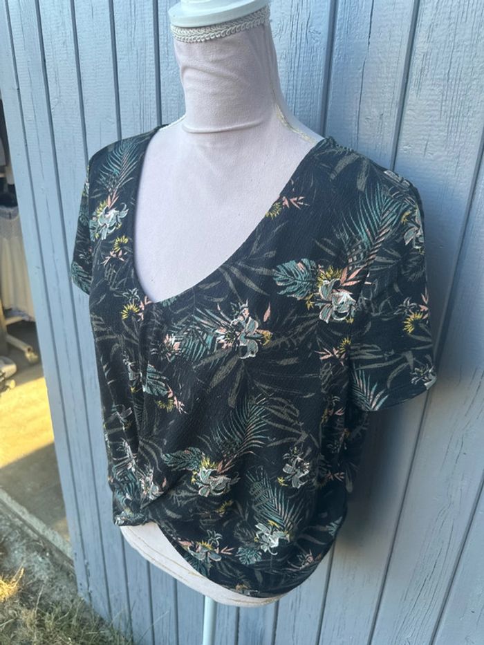 T-shirt manches courtes été fleuri 40/L - photo numéro 3