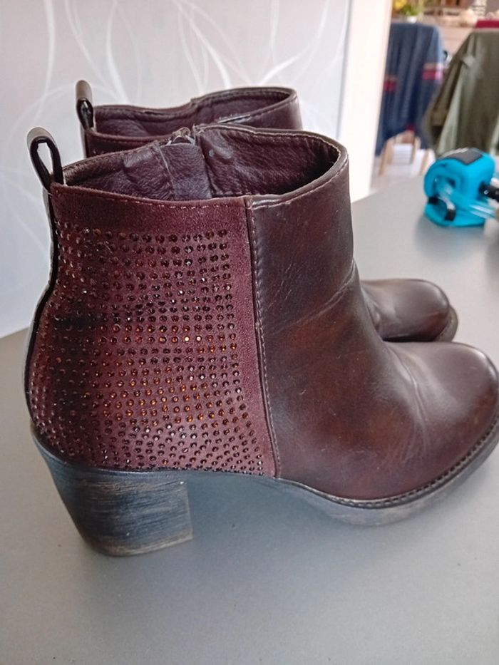 Bottine à talon avec strass marron T40 - photo numéro 2