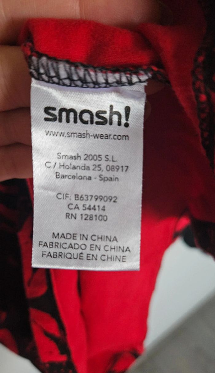 T-shirt rouge et noir Smash taille M - photo numéro 4
