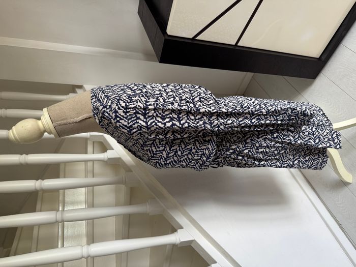 Robe Mango crème et bleu marine à manches longues - photo numéro 3
