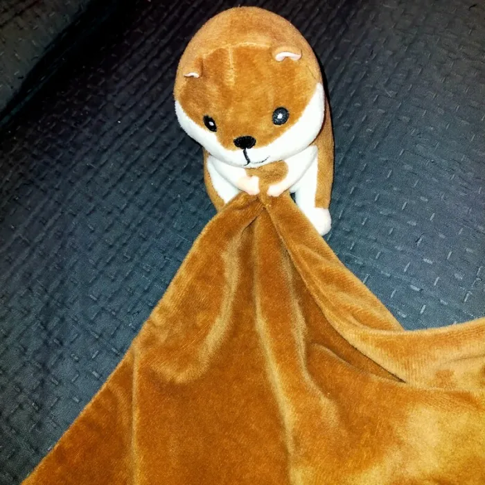Doudou hamster tête grelot avec mouchoir marron, blanc Zeeman - photo numéro 2