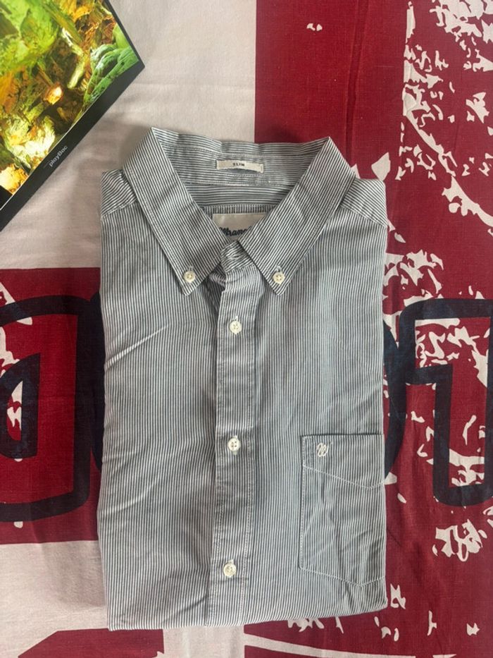 Chemise Wrangler bleu et blanc à rayures taille L