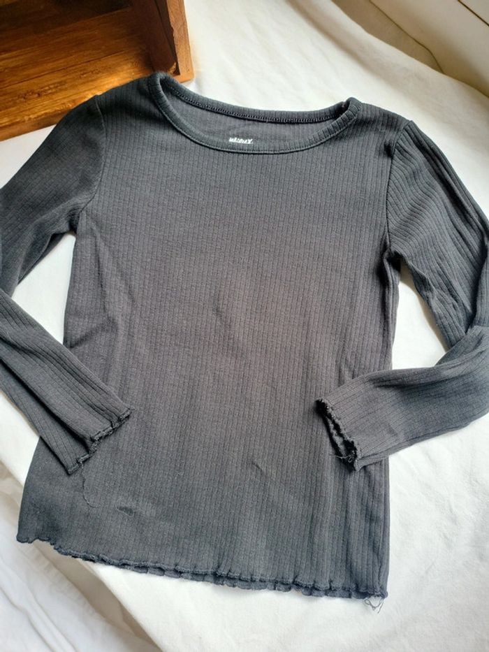 T-shirt manches longues uni noir 4 ans