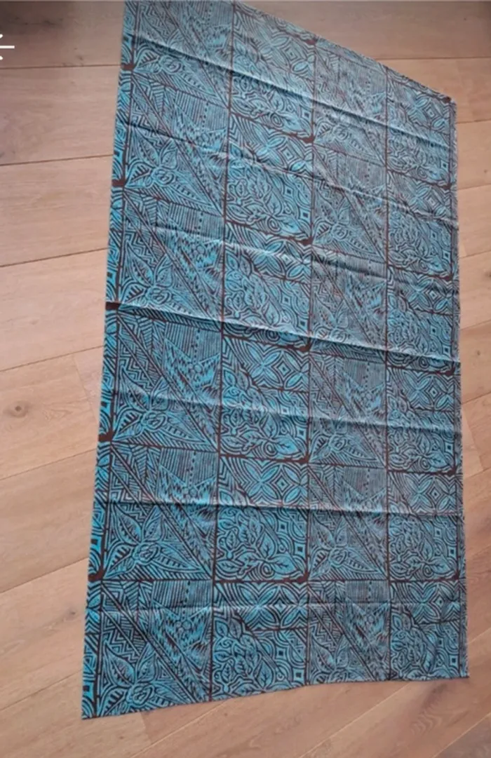 Coupon tissu marron et turquoise