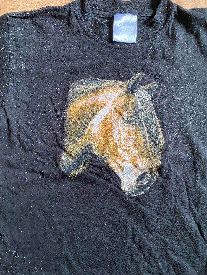 Joli T-shirt noir MC « cheval » T. 4 ans garçon TBE - photo numéro 4