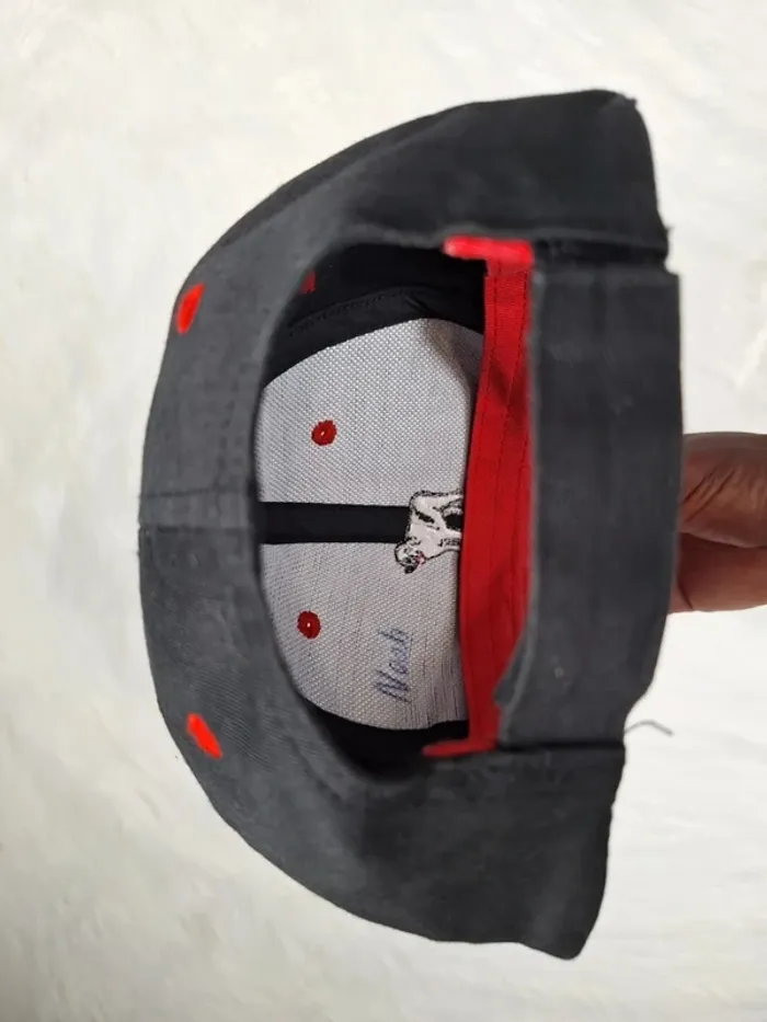 Casquette Harvard Square noire & rouge – Motif flammes – Vintage brodé (565) - photo numéro 9