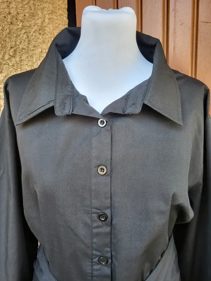 Robe chemise classe ceinturé noir shein taille 52 - photo numéro 3