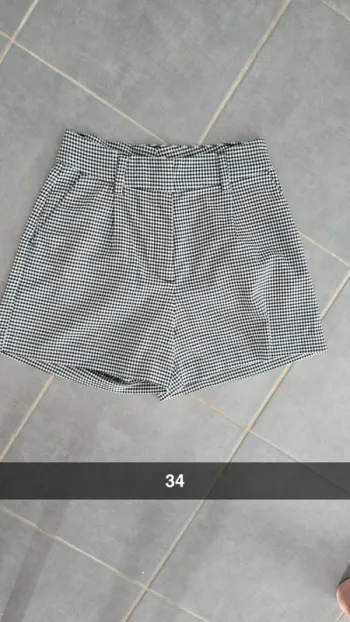 Short taille haute à carreaux gris