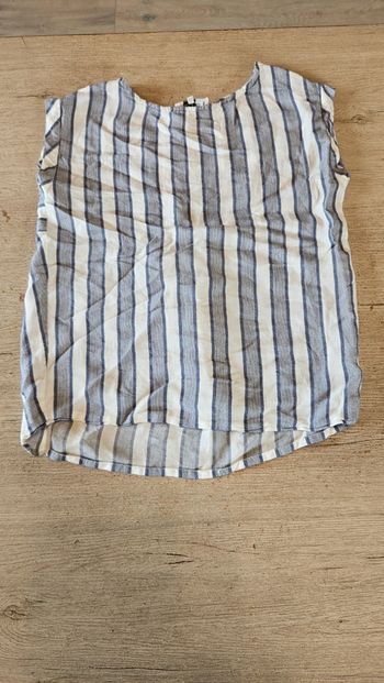 Blouse sans manche bleue lignée blanc,  WMN, CKS, tailleXS, nickel