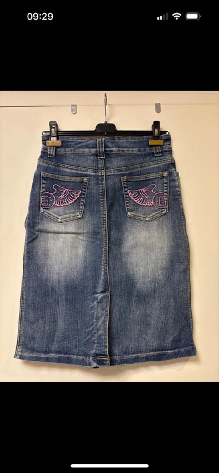 Jolie jupe en jean bleu Miss J taille 36/38 longueur 61 cm - photo numéro 4