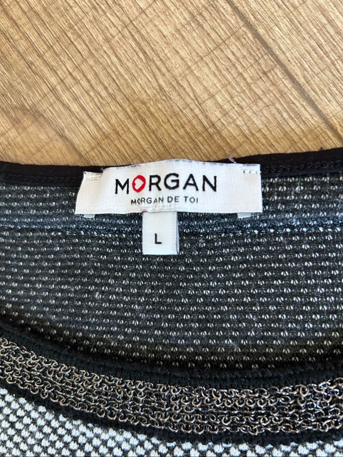 Blouse noire et grise à manches courtes Morgan taille L bon état - photo numéro 10