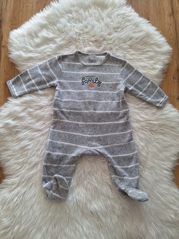 Pyjama velours 1 pièce chat Kiabi 3 mois 56-62 cm 6 kg