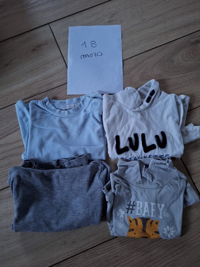 Lot Tee-shirts manches longues col roulé 18 mois garçon