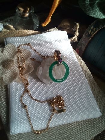 Collier anneau pierre agate verte