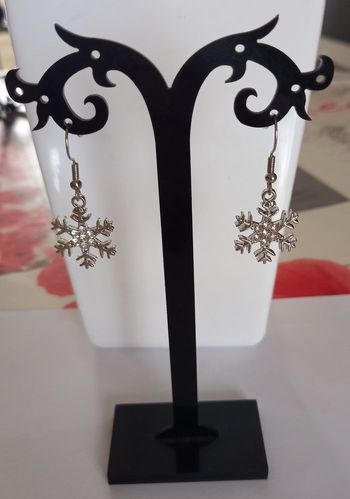 Boucles d'oreilles flocon de neige argenté