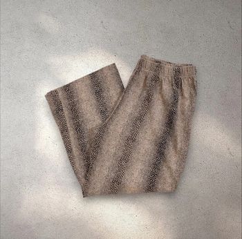 Pantalon court pantacourt taille élastique jambes larges beige imprimé animal L