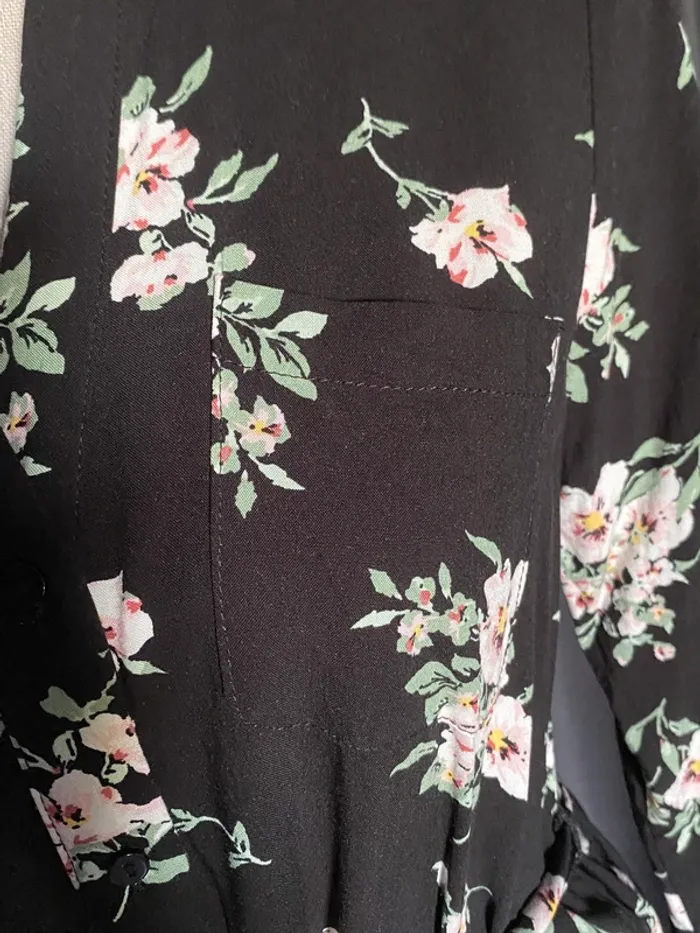 Robe chemise noire à fleurs, Vero Moda - photo numéro 2