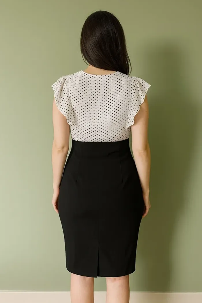 Robe bicolore noire et blanche à pois – Taille 38 - photo numéro 2