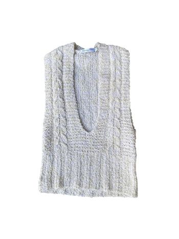 Gilet sans manches en coton et laine blanc cassé Christian Dior AH 2024 taille 36