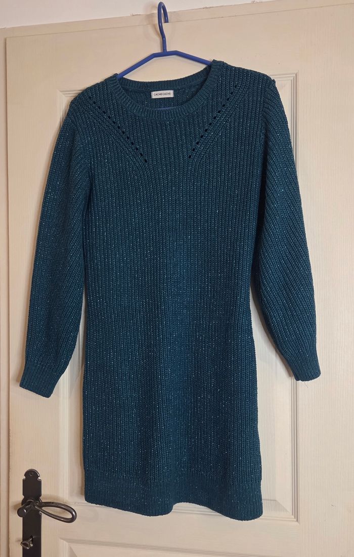 Robe pull Cache Cache bleu canard scintillant  – taille 36 – maille chaude – comme neuve - photo numéro 10