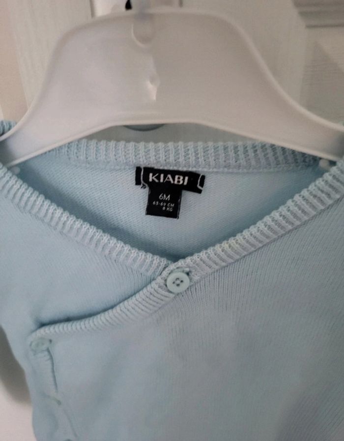 Gilet garçon cache coeur bleu clair 6 mois - photo numéro 2