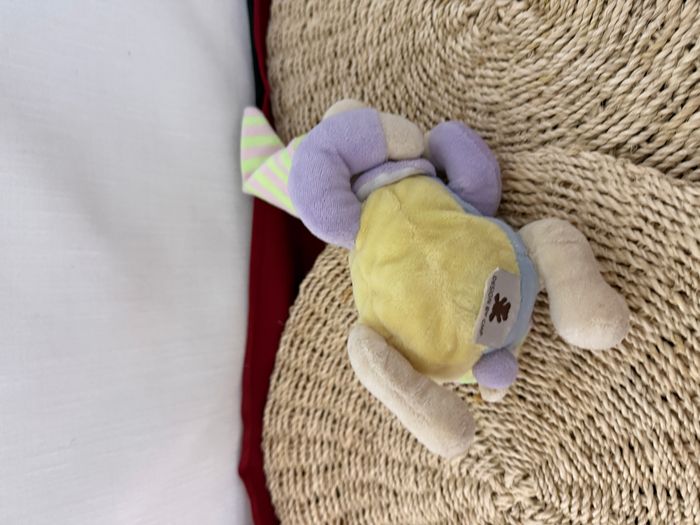 Doudou musical souris mauve vert jaune bleu CMP - photo numéro 3