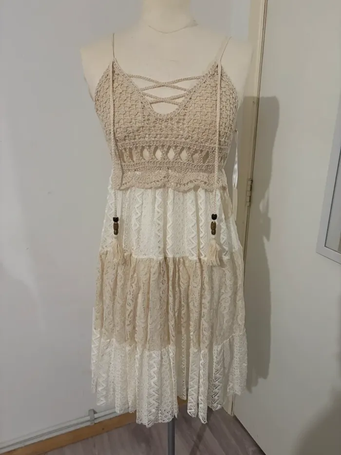 Robe bohème écrue – Taille M – Marque Fashion