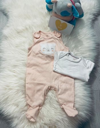 3 mois - ensemble salopette avec pieds et body
