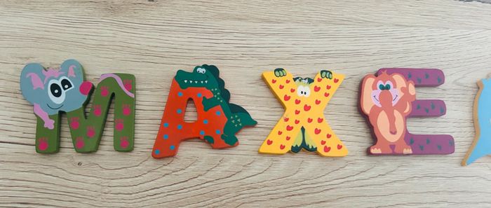 Prénom Maxence lettres en bois animaux - photo numéro 2