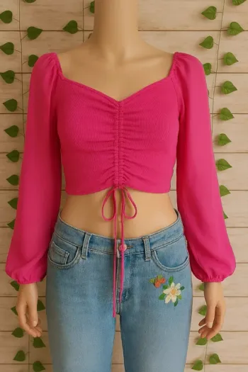 🌸Croptop Shein manches bouffantes transparentes Taille 34🌸