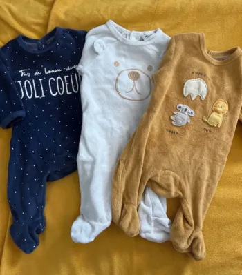 Pyjamas velours 1 mois mixte