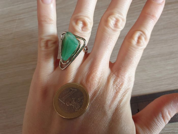 Magnifique bague réglable vintage authentique aventurine