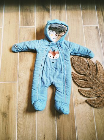 👶Orchestra - Combi-pilote/combinaison bleu clair motif Renard - Taille  6 mois