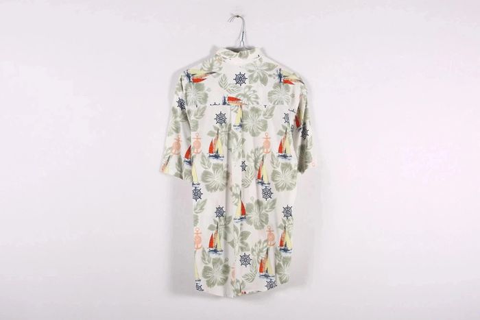 Incroyable chemisette vintage 90's en coton motif bateaux et encres marines (#240154) - photo numéro 2