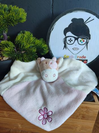 doudou noukie's vache Lola ancien vintage rose jaune crème fleur blanc marron DD003366