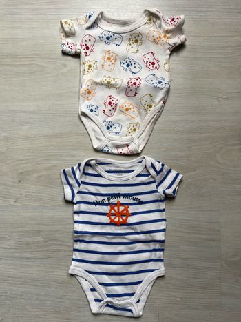 Lot de 2 bodys garçon DPAM 1 mois