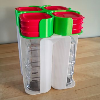 Rangement Blanc et Vert 12 pots & 12 couvercles Multidélices