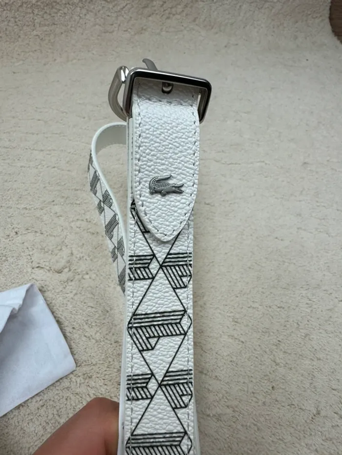 Ceinture Lacoste Monogramme Blanche Neuve - photo numéro 3