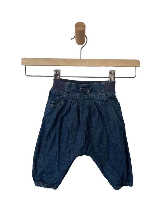 Pantalon confortable bleu denim coupe sarouel - Obaïbi 6 mois (68cm)