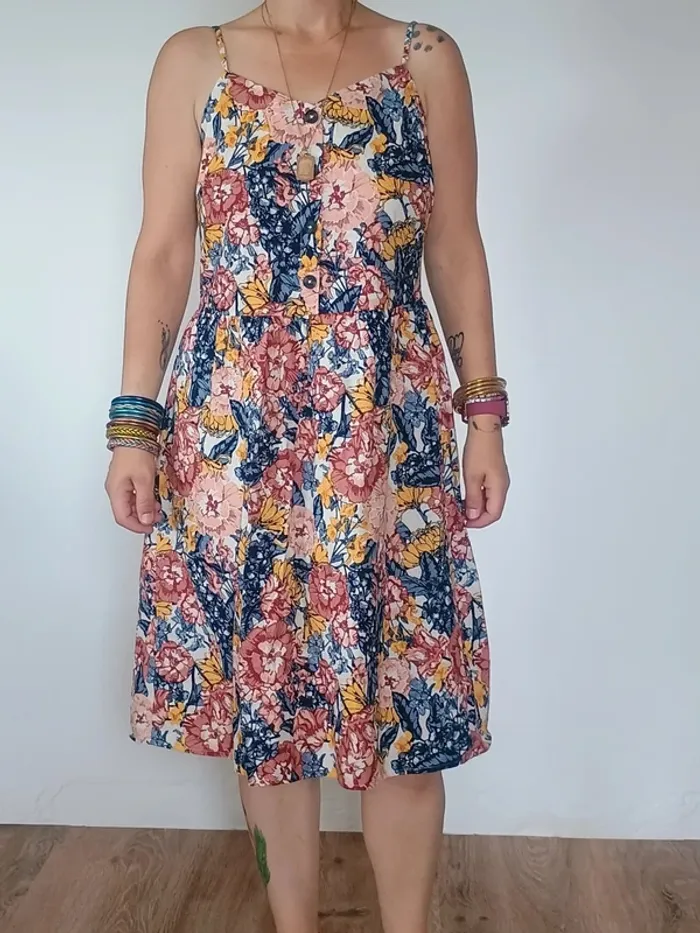 robe longue fleurie T44