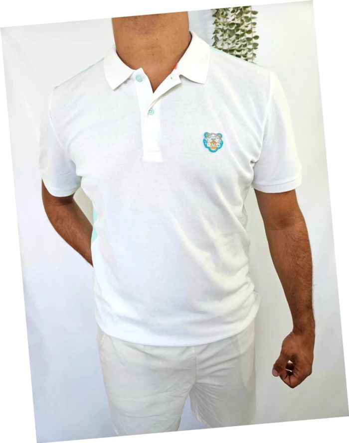 Polo Kenzo bicolore blanc et vert menthe 100% coton taille 3XL - photo numéro 2