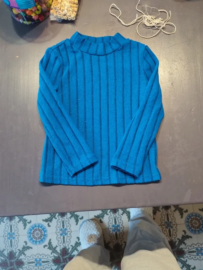 Pull molletonné bleu azur - photo numéro 2