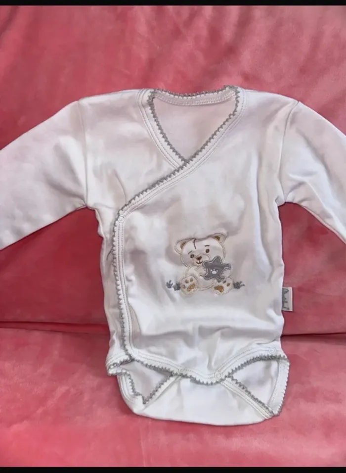 Bodie unisexe manches longues blanc motif ourson Martifanel