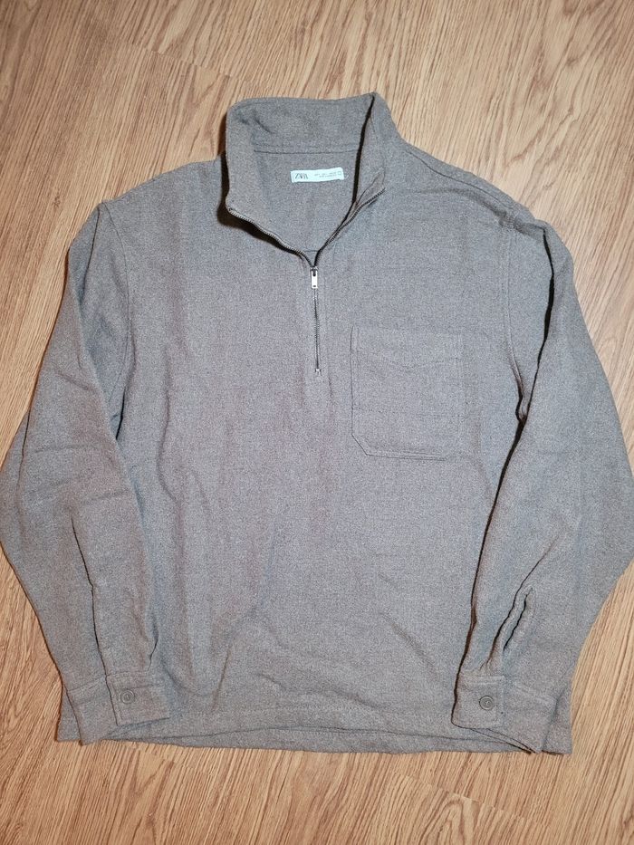 Pull Half Zip Col Camionneur Marron Zara
