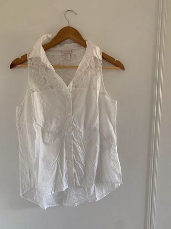 Chemise sans manches blanche à broderie H&M
